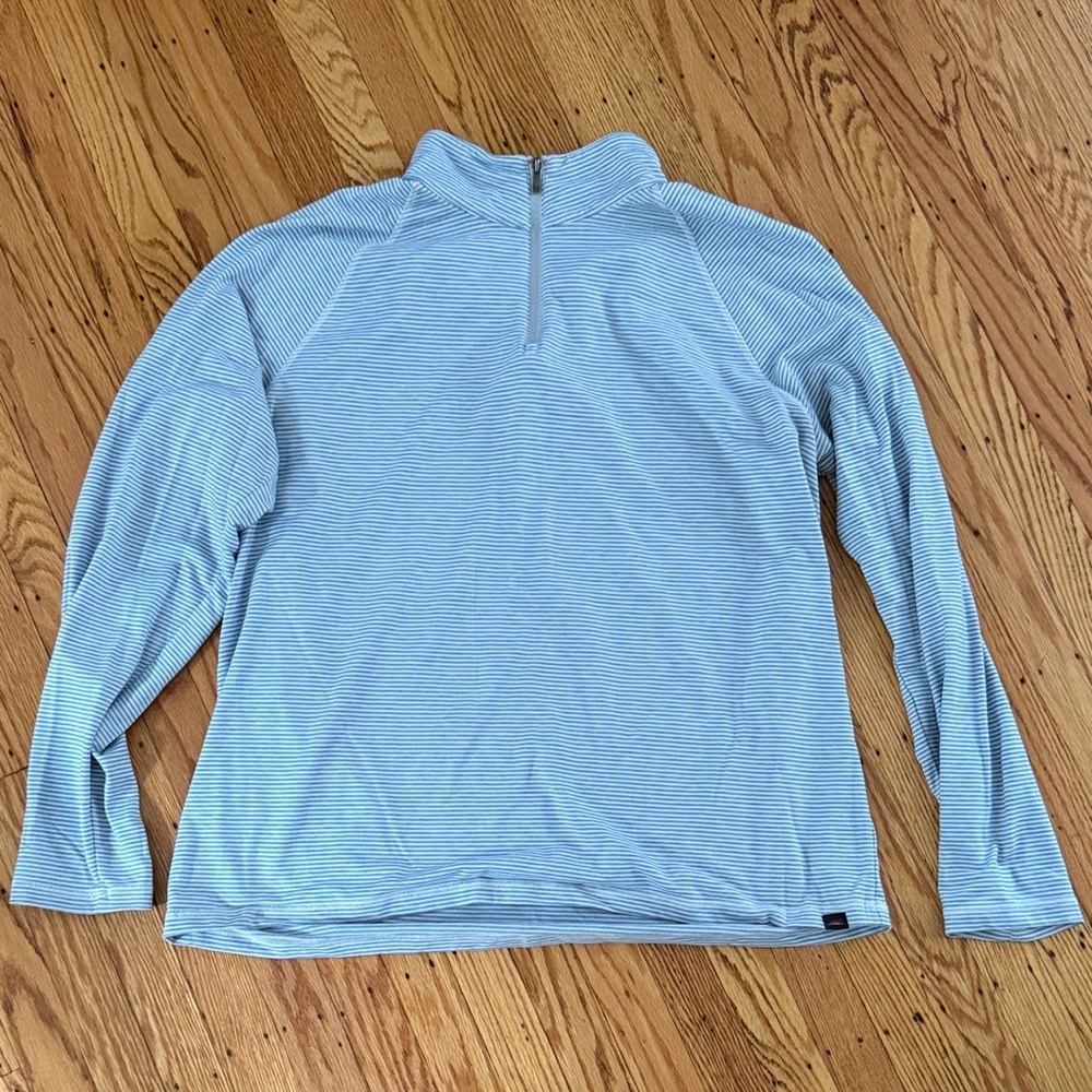 Faherty Blue Striped Quarter-Zip Pullover